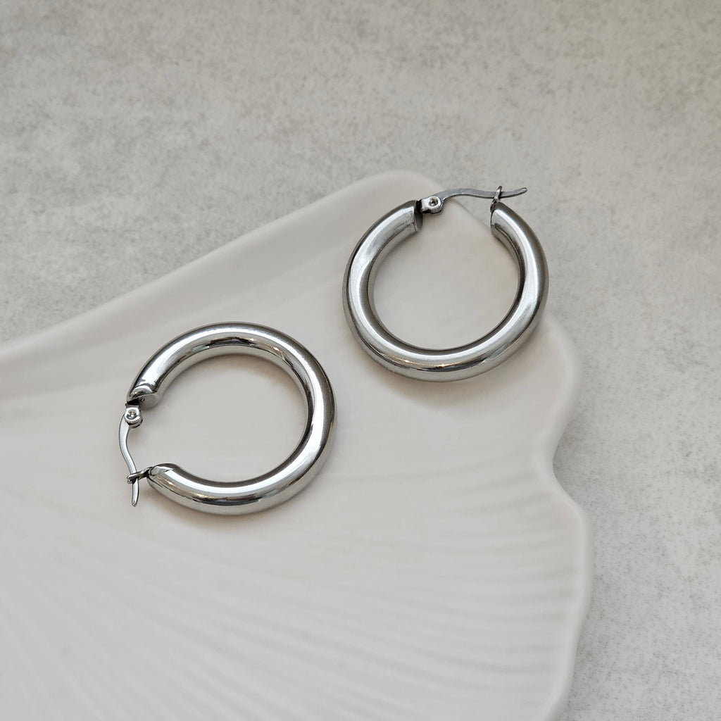 Small Silver Hoops I Non Tarnish Silver Hoops I Safana Jewellery