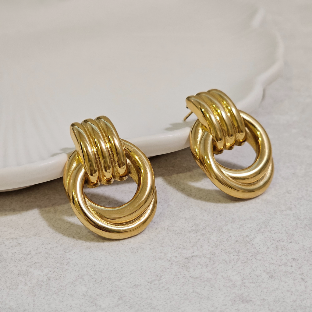  Double Knot Hoops I Non Tarnish Gold Hoops I Safana Jewellery