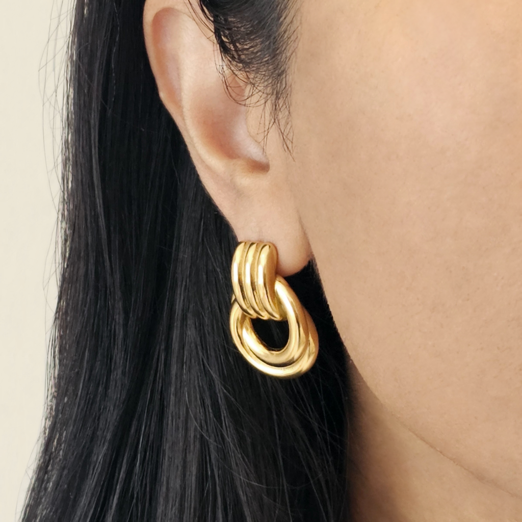 Double Knot Hoops I Non Tarnish Gold Hoops I Safana Jewellery