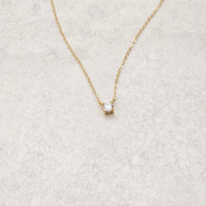 Gold Solitaire Diamond Necklace I Dainty Diamond Necklace I Safana Jewellery