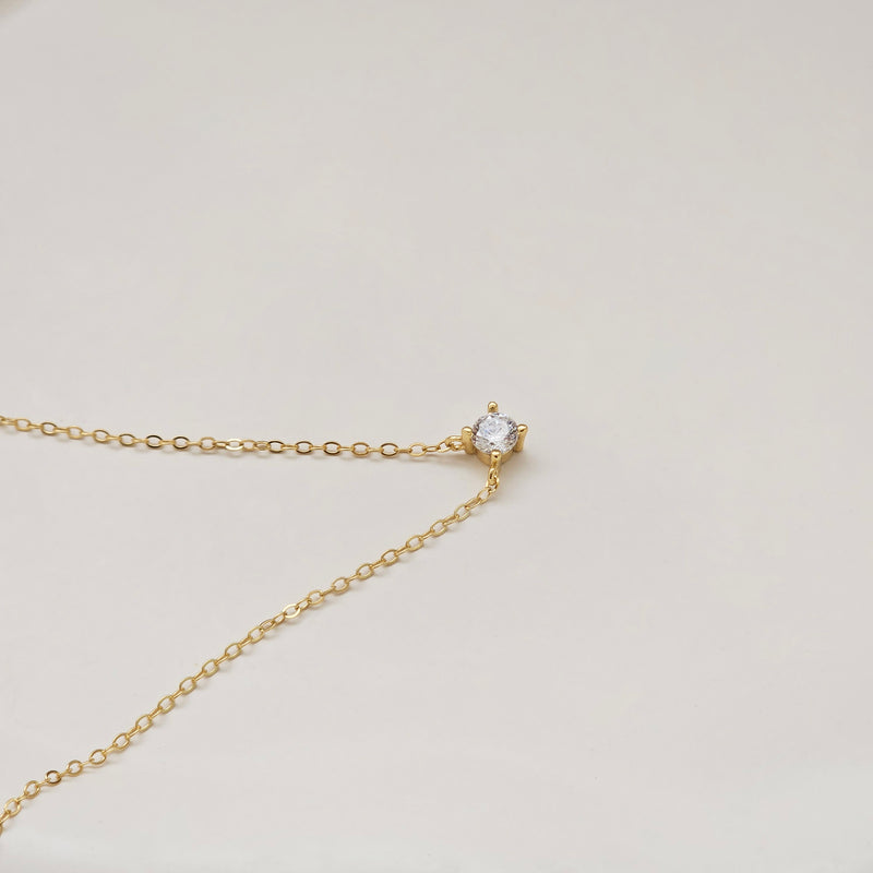 Gold Solitaire Diamond Necklace I Dainty Diamond Necklace I Safana Jewellery