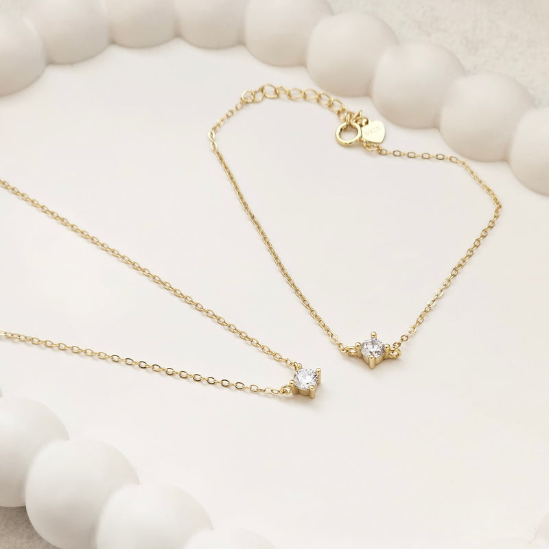 Gold Solitaire Diamond Necklace I Dainty Diamond Necklace I Safana Jewellery