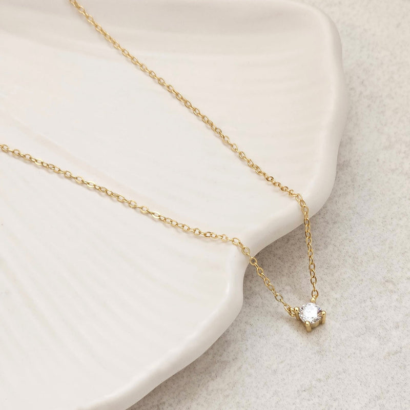 Gold Solitaire Diamond Necklace I Dainty Diamond Necklace I Safana Jewellery