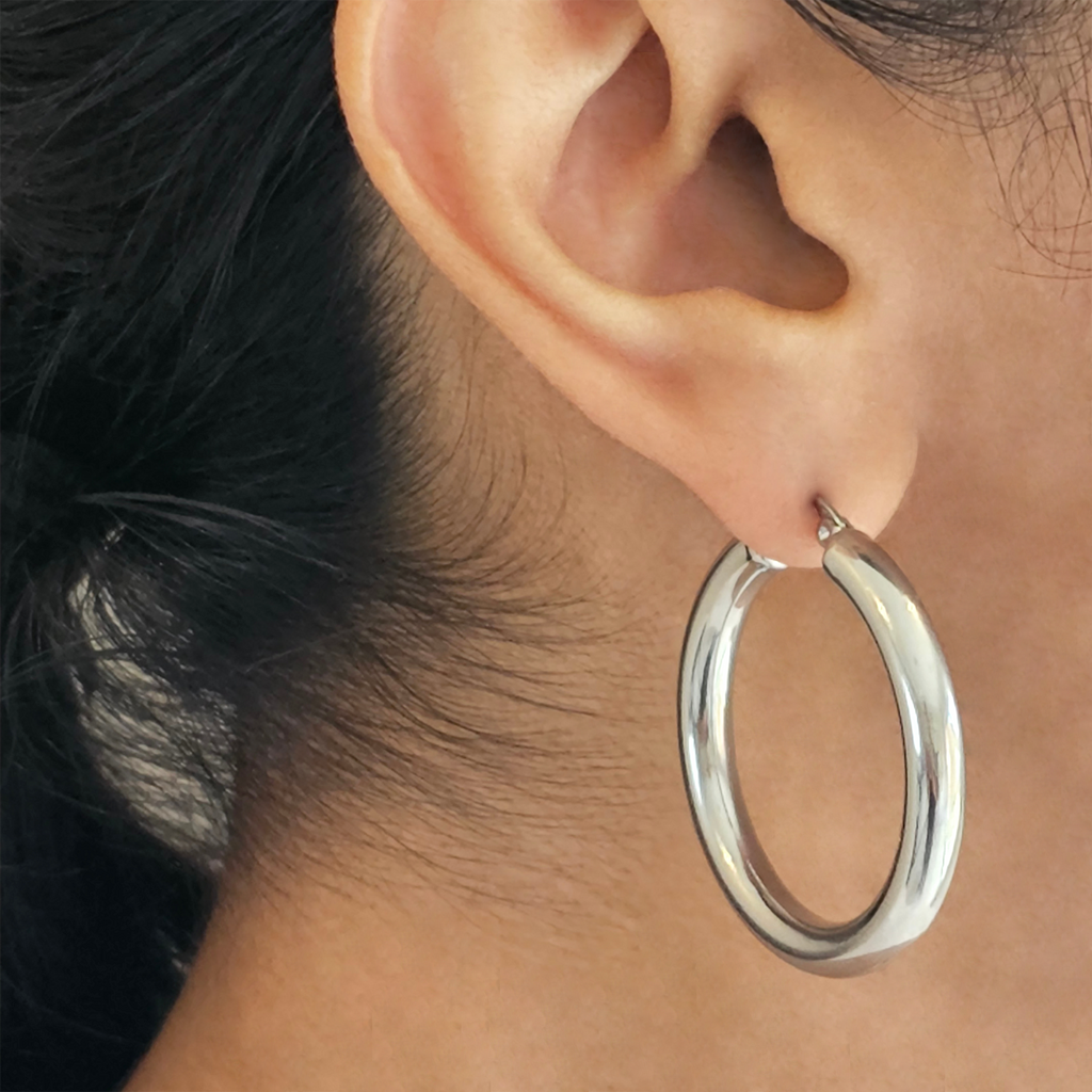 Tarnish Free Silver Hoops I Waterproof Jewellery I Safana Jewellery