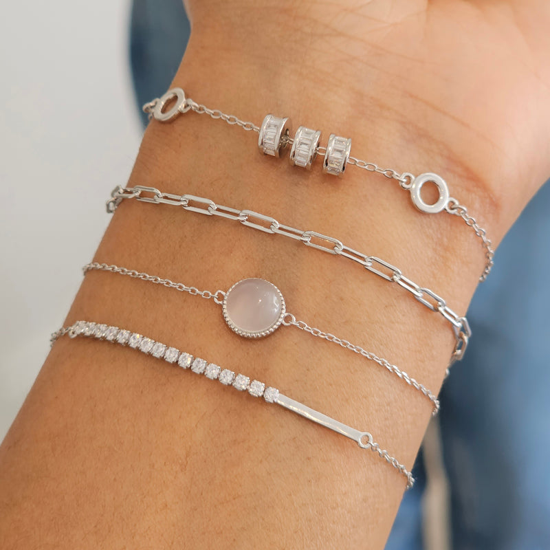 dainty silver paperclip link chain bracelet