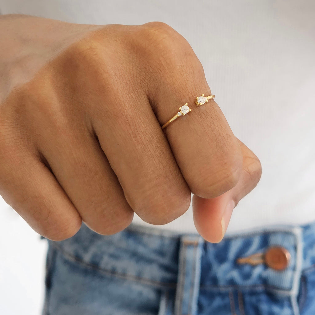 dainty two diamond gold ring