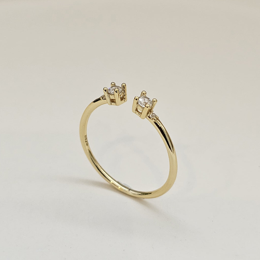 dainty two diamond gold ring