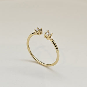 dainty two diamond gold ring