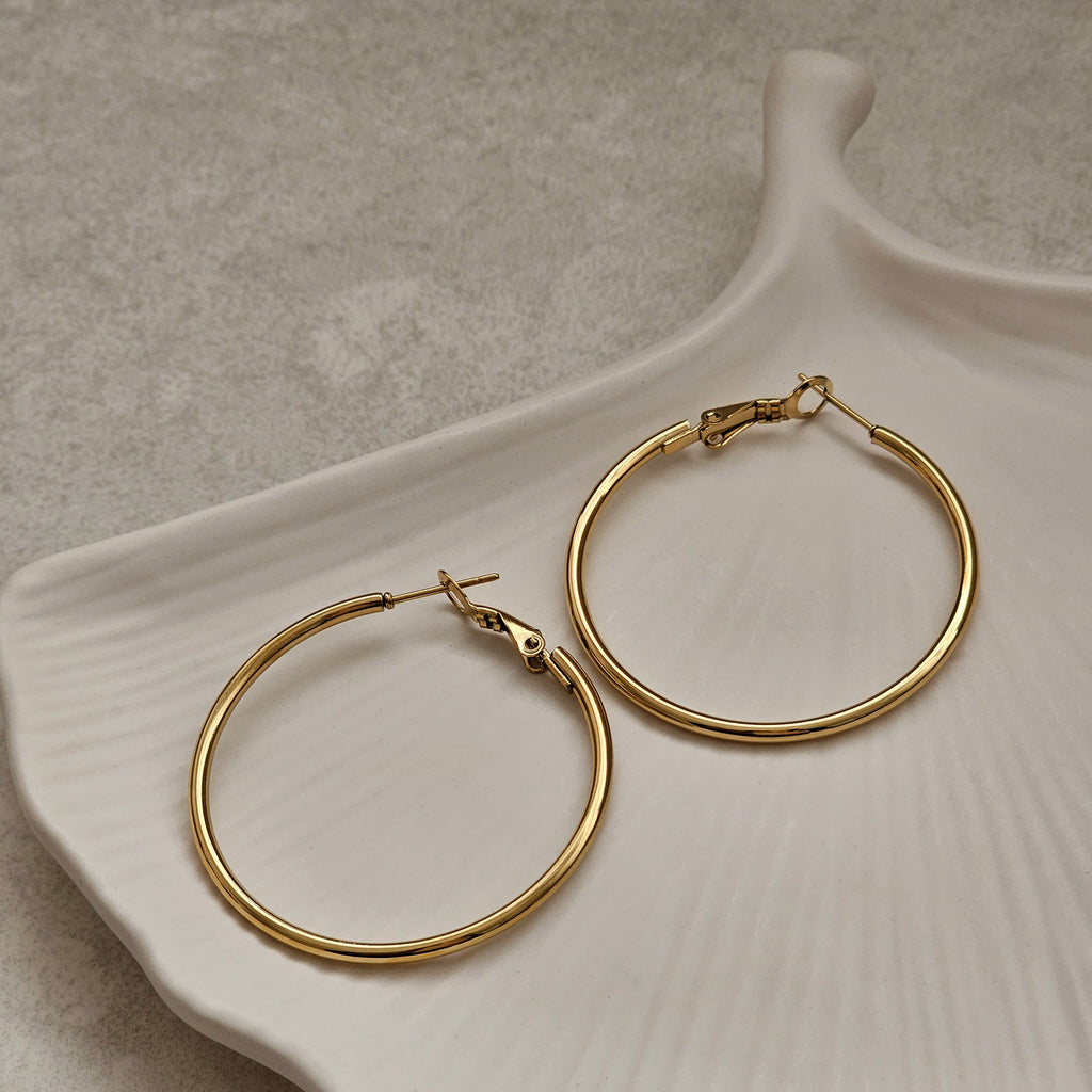 Classic Hoop Earrings Gold I Non Tarnish Gold Hoops I Safana Jewellery