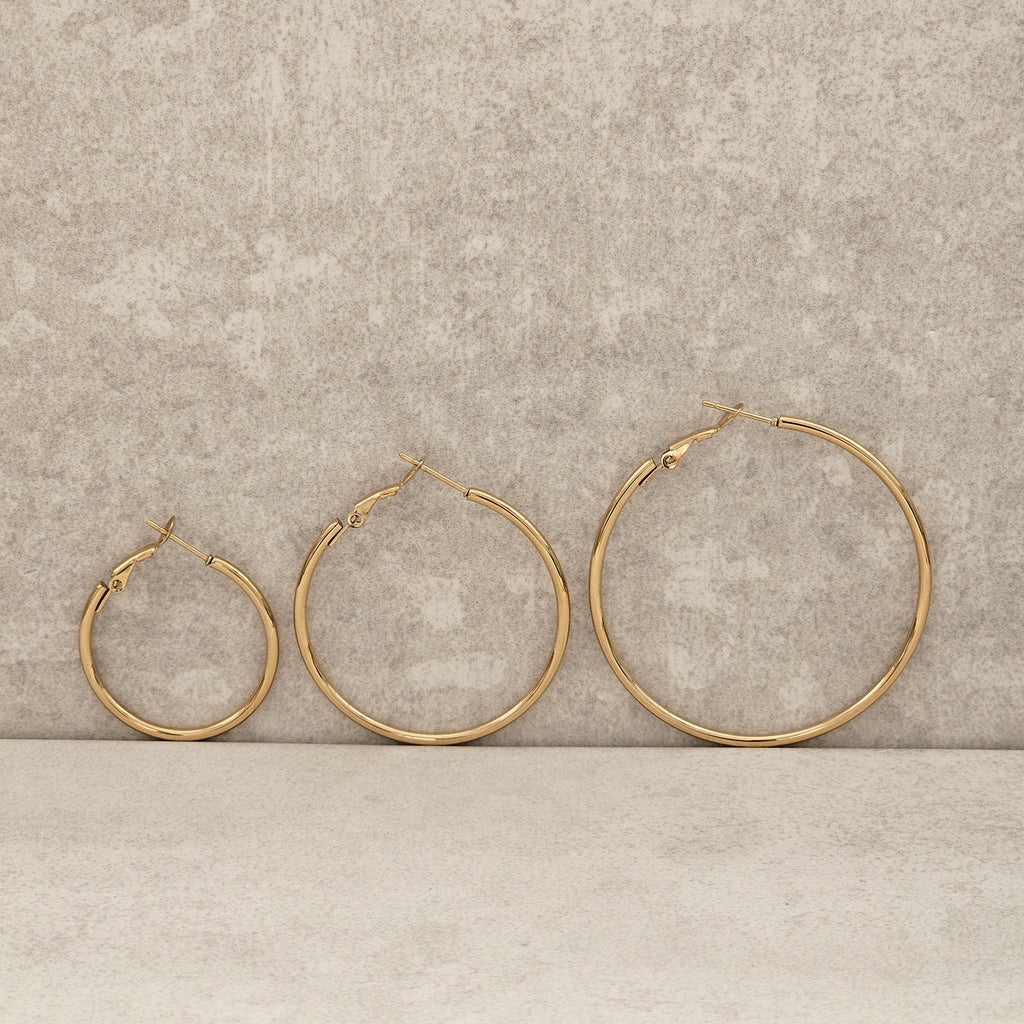 Classic Hoop Earrings Gold I Non Tarnish Gold Hoops I Safana Jewellery