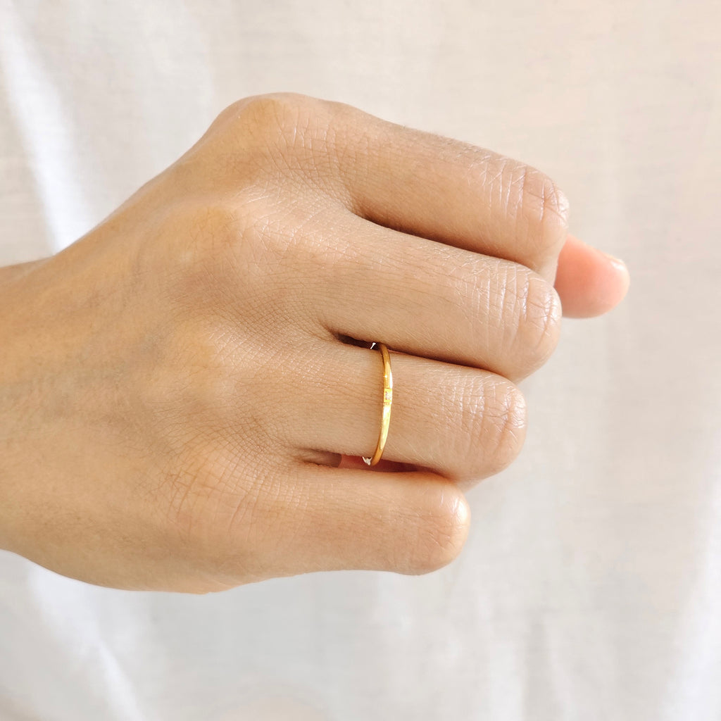 Dainty Solitaire Ring I Delicate Thin Gold Ring I Safana Jewellery