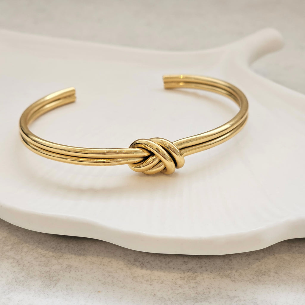 Double Knot Bangle Gold I Non Tarnish Stacking Bangle I Safana Jewellery