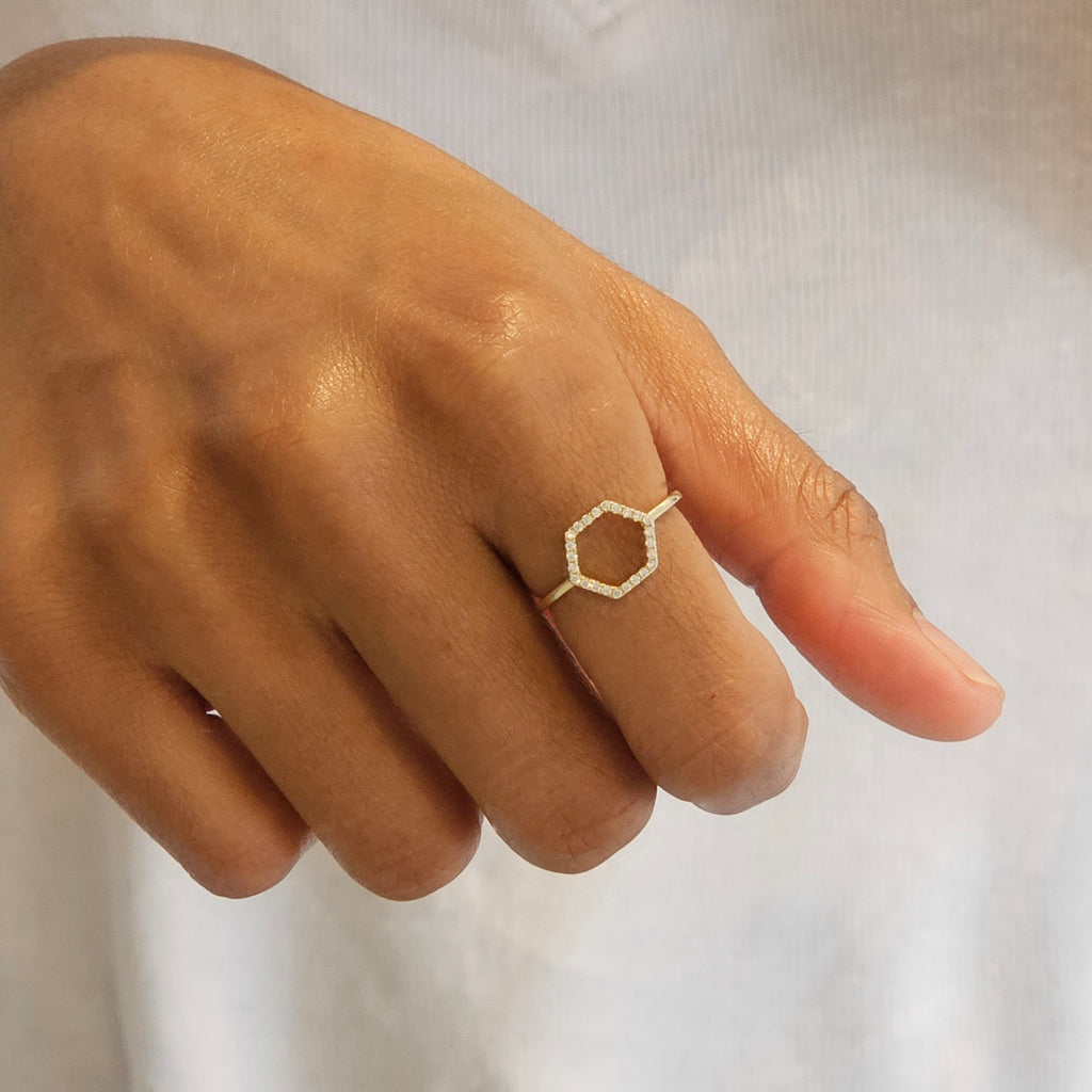 Hexagon Ring Gold