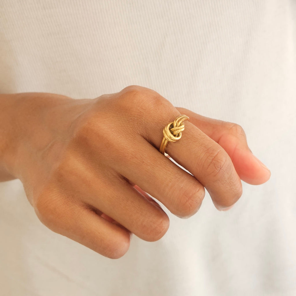 Knot Ring Gold, tarnish free waterproof gold stacking rings