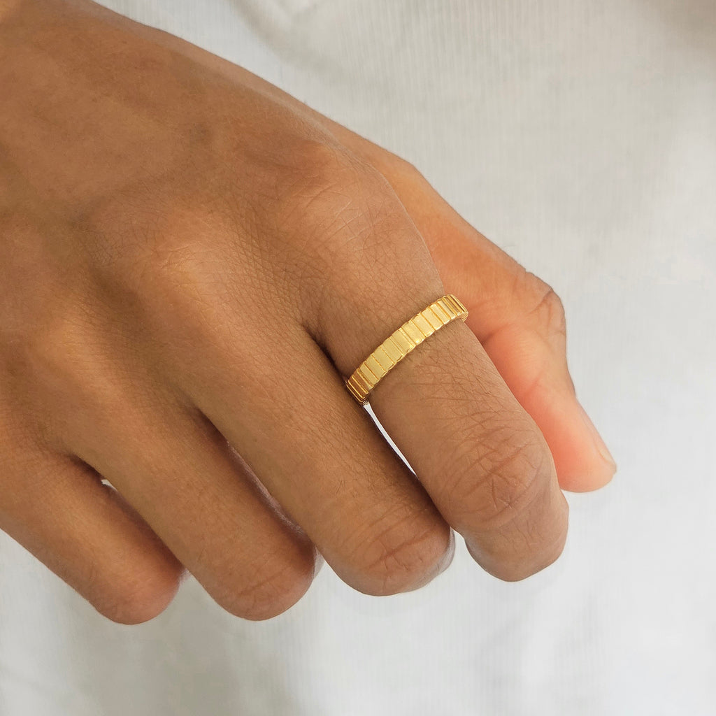 Ribbed Stacking Ring, stacking gold ring