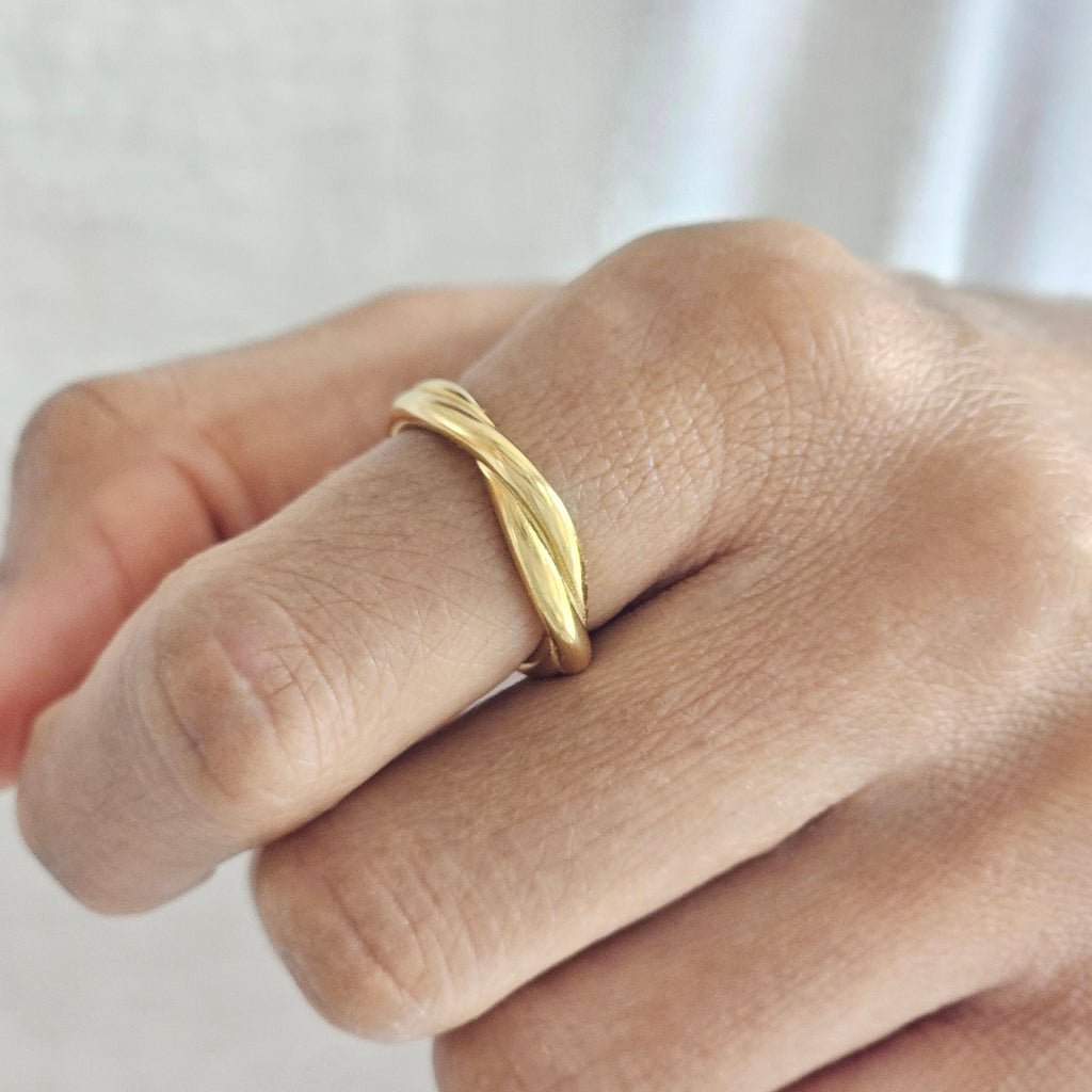 Twist Ring Gold I Non Tarnish Gold Knot Ring I Safana Jewellery