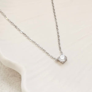 Solitaire Diamond Necklace Silver I Bridal Wedding Necklace I Safana Jewellery