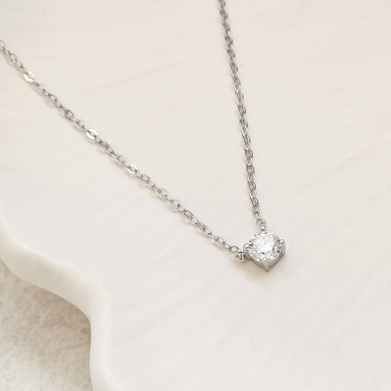 Solitaire Diamond Necklace Silver I Bridal Wedding Necklace I Safana Jewellery