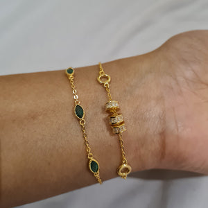 Baguette Gemstone Charm Bracelet, dainty bracelets, stacking bracelets, womens gold bracelets