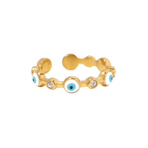evil eye ring, tarnish free ring, stacking gold ring, summer jewellery